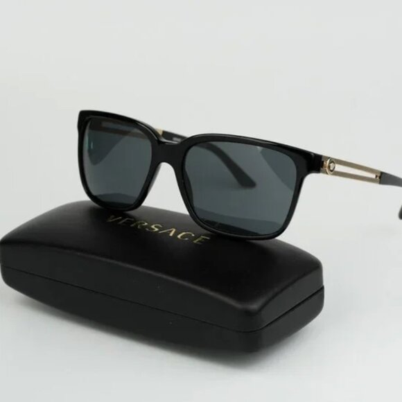 NEW Versace Black Grey Square Unisex Sunglasses - Picture 3 of 9